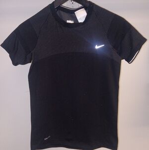 Nike Black Short Sleeve Running Tee with Reflective Swoosh